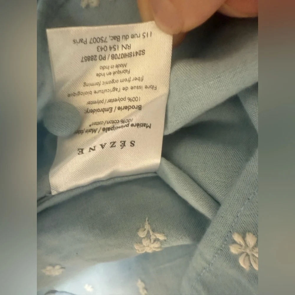 Sezane Kellia Blouse in Denim size 6 NWT 100% cotton - Picture 14 of 16